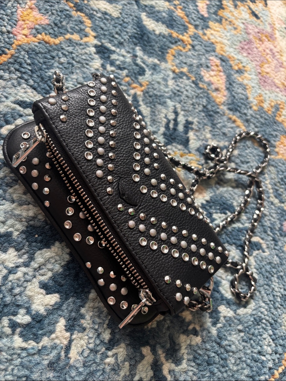 ZADIG & VOLTAIRE Studded Black Crossbody Bag with Chain Strap like new condition - Picture 3 of 5